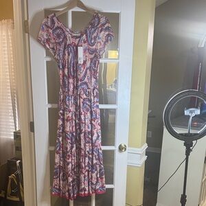 Brand New!! Soft Surroundings Multicolor Paisley Maxi Dress